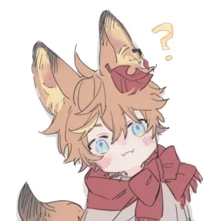 🤨 zorro, anime, chibi, lindo, signo de interrogación, bufanda whatsapp sticker
