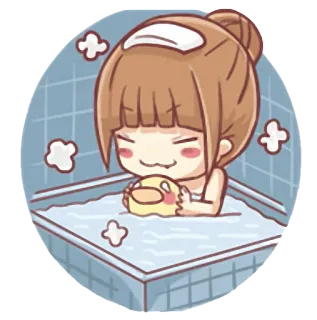 🛁 baden, bad, ente, cartoon, mädchen, entspannen, süß, duschen telegram sticker