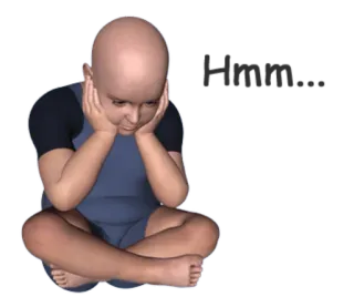🤔 Hmm... child, thinking, sad, bored whatsapp sticker