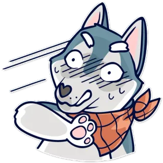 😬 perro, husky, impactado, asustado, animal, dibujo animado, pegatina telegram sticker