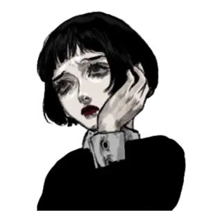 😒 gothic, emo, verdrietig, emotioneel, donker, kunst telegram sticker