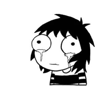 😢 Dessin animé, Triste, Pleurs, Émotionnel, Noir et blanc, BD telegram sticker