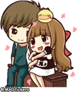 😍 pareja, dibujos animados, amor, lindo whatsapp sticker