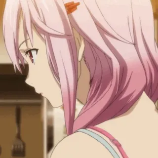 🍧 Yuzuriha Inori Guilty Crown Anime, Dziewczyna, różowe włosy, Postać, Portret telegram sticker