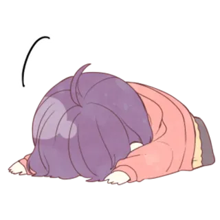 😞 Аниме, Милый, Уставший, Побежденный, Лежит, Мультфильм, Манга telegram sticker
