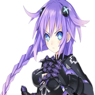 😡 Neptune Hyperdimension Neptunia animé, jeu vidéo, cheveux violets, femme, personnage telegram sticker