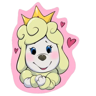 🥰 cartoon, princess, dog, cute, hearts telegram sticker