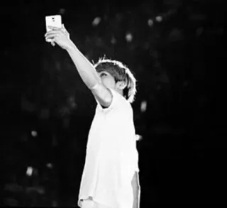 🎥 selfie, person, phone, black and white, man telegram sticker