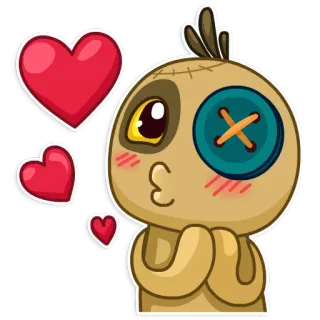 💋 boneco vodu, amor, corações, desenho animado, fofo, adesivo telegram sticker