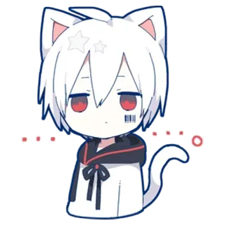 😐 .......!!! anime, cat, cute, manga, kawaii, chibi telegram sticker
