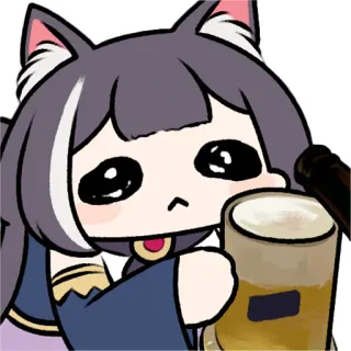 🍺 Anime, Katzenmädchen, Bier, Trinken, Kawaii whatsapp sticker