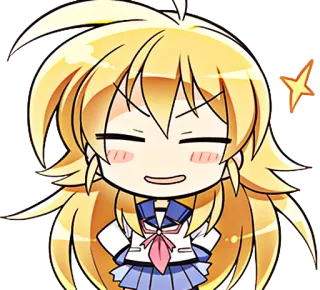😌 Anime, Chibi, Cartoon, Mädchen, Süß, Blond, Schuluniform whatsapp sticker