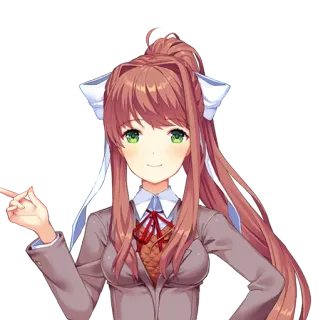 📄 Monika Doki Doki Literature Club! animé, montrer du doigt, monika, jeu vidéo, fille telegram sticker