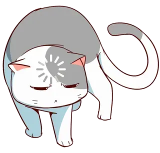 🤨 cat, cute, animal, grey, white, cartoon telegram sticker