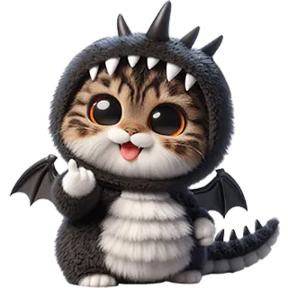 😉 gatto, gattino, dito medio, carino, drago, animale, adesivo telegram sticker
