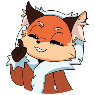 😉 raposa, animal, desenho animado, dedo, gesto, fofo telegram sticker