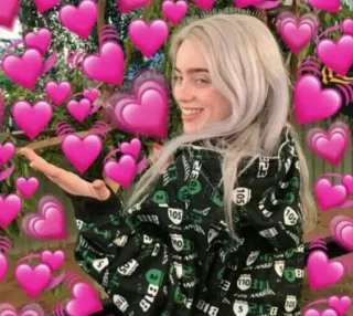 😌 Billie Eilish Billie Eilish, heart, hearts, pop star, celebrity telegram sticker