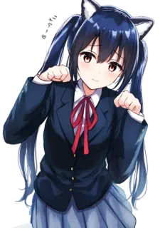 😸 fille anime, oreilles de chat, uniforme scolaire, mignon, style anime, manga whatsapp sticker