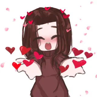 💘 menina, amor, corações, fofo, ilustração, estilo anime, feminino, romântico telegram sticker
