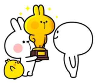 🏆 rabbit, chicken, trophy, friendship, celebration, award telegram sticker