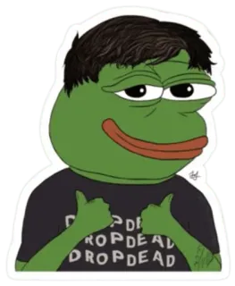 👍 Pepe the Frog DROP DEAD DROP DEAD pepe, sapo, meme, meme da internet, cair morto, polegar para cima telegram sticker