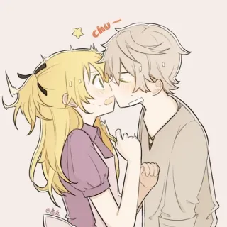 🌟 chu ~ Anime, Cặp đôi, Hôn, Tình yêu, Dễ thương, Nghệ thuật whatsapp sticker