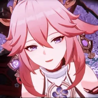 😉 Yae Miko Genshin Impact 动漫, 原神, 八重神子, 游戏, 粉色头发, 可爱 telegram sticker