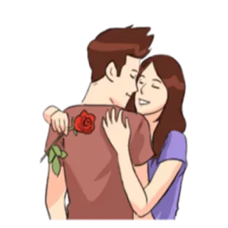 ❤ Liebe, Paar, Romantik, Umarmung, Rose, Zuneigung whatsapp sticker