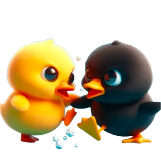 😤 pollito, pato, cría animal, lindo, dibujos animados telegram sticker