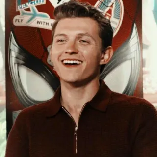 🕸 Tom Holland FLY WITH US celebridade, ator, homem, sorriso, retrato whatsapp sticker