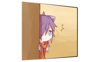 👀 Аниме, Кот, Чиби, Милый, Подглядывающий, Шарф telegram sticker