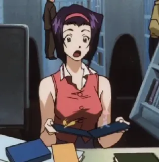 🤯 Faye Valentine Cowboy Bebop Anime, Mujer, Personaje, Dibujos animados, Faye Valentine, Cowboy Bebop telegram sticker