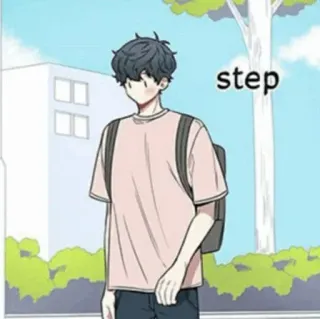 😐 step Anime, Manga, Paso, Caminando, Dibujos animados, Personaje telegram sticker