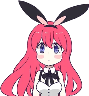 😶 Anime, Kawaii, Fofo, Cabelo rosa, Orelhas de coelho, Desenho animado telegram sticker