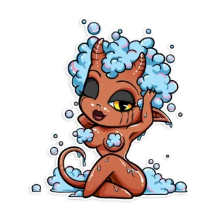 🧖‍♀️ demonio, dibujos animados, burbujas, fantasía, diablo, sexy telegram sticker