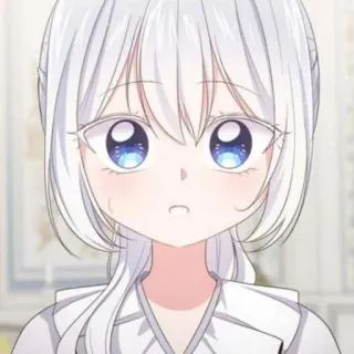 🎐 アニメ 女の子, マンガ, 白い髪, 可愛い, 大きな目 telegram sticker
