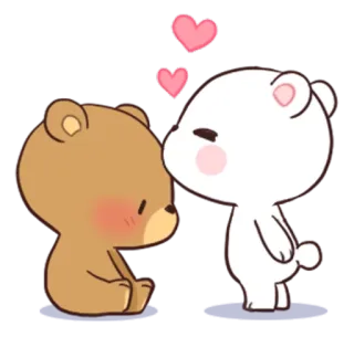 🐵 amor, oso, dibujos animados, lindo, pareja, beso telegram sticker