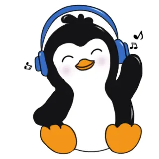 🎧 pinguino, musica, cuffie, carino, cartone animato whatsapp sticker
