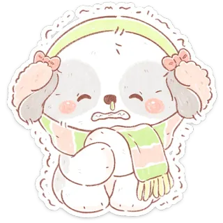 🥶 sakit, pilek, anjing, anak anjing, syal, musim dingin, flu telegram sticker