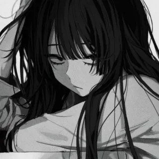 🖤 Anime, Ragazza, Triste, Manga, Bianco e nero, Emozionale whatsapp sticker