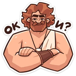 🤨 ОК И? man, cartoon, ok, question, beard, russian telegram sticker