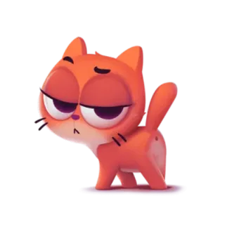 😑 cat, animal, cartoon, cute, funny, orange telegram sticker
