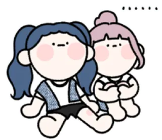 😐 Cartoon, Illustration, Niedlich, Mädchen, Freundschaft telegram sticker