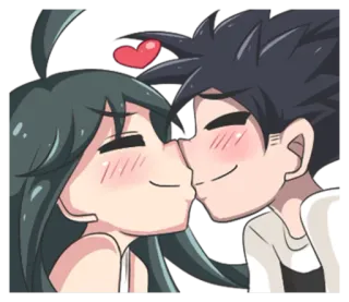 😗 kissing, couple, love, cute, romance, cartoon telegram sticker