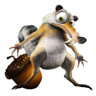 😵 Scrat Ice Age Скрат, Ледниковый период, белка, жёлудь, мультфильм, анимация telegram sticker