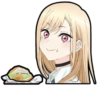 🥘 Marin Kitagawa My Dress-Up Darling อนิเมะ, ตัวละคร, กิน, แซนวิช, ผมบลอนด์, มาริน คิตางาวะ, My Dress-Up Darling telegram sticker