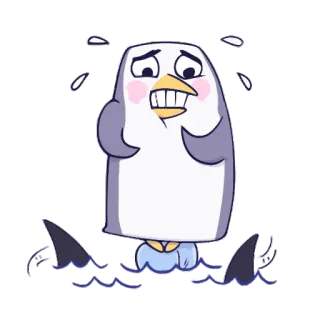 🐧 pingwin, rekin, przestraszony, kreskówka telegram sticker