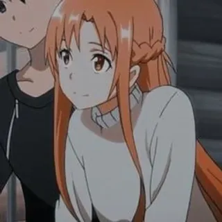 🍂 Asuna Yuuki Sword Art Online anime, rambut oranye, perempuan, gadis anime, sweter whatsapp sticker