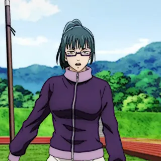 💫 Maki Zenin Jujutsu Kaisen anime, woman, glasses, purple jacket telegram sticker