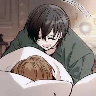 💸 anime, cartoon, sleeping, bed, affection, relationship, couple telegram sticker